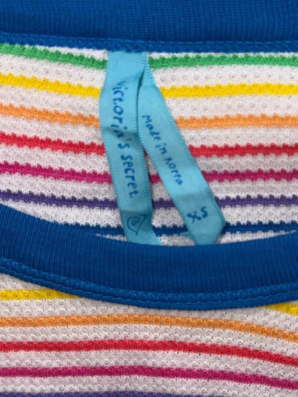 Victoria’s Secret Rainbow Stripe Waffle Knit Pajama Set XS NWT Lounge Set